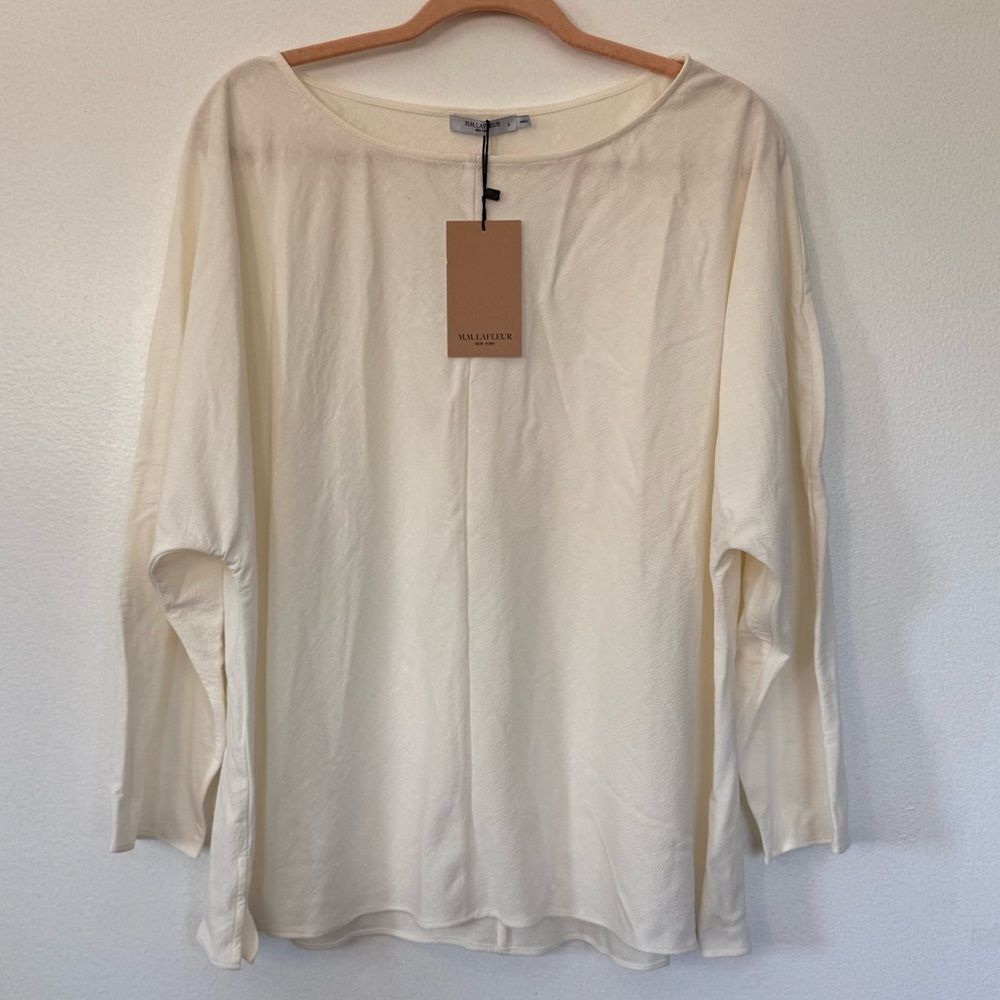 NWT M.M Lafleur The Wren Top - Double-Faced Ivory Linen Sz L - Picture 6 of 15